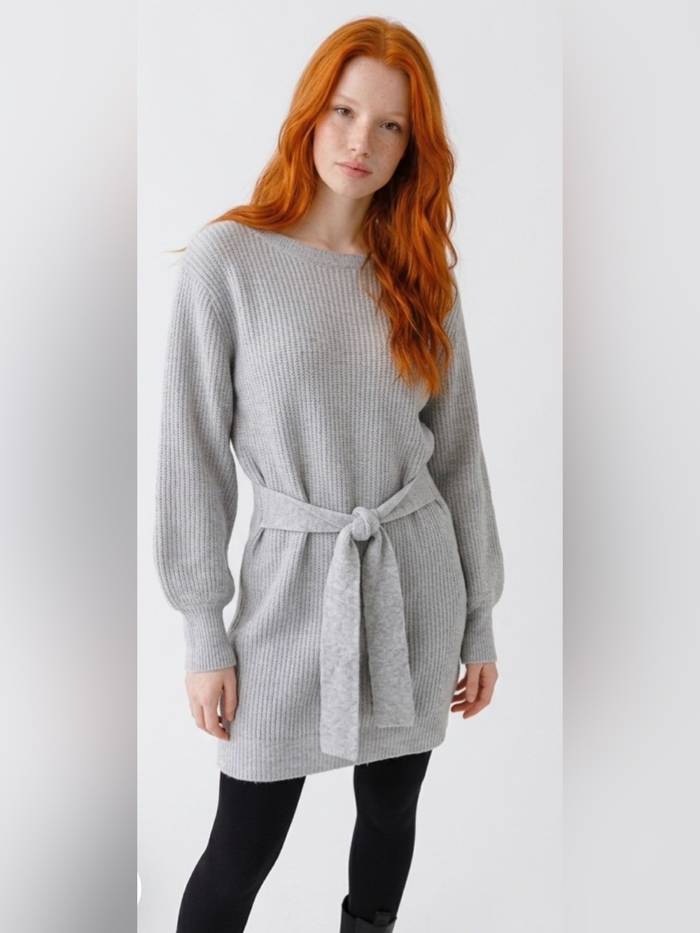 The Limited NWT Light Gray Belted Knit Sweater Dress - Women L